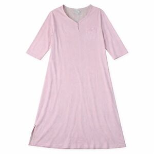 Karen Neuburger Pink Heart Print Nightgown XL Henley Neck Long Sleep Shirt READ